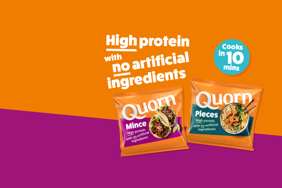 Banner Ad with a product image for Quorn mince  and pieces