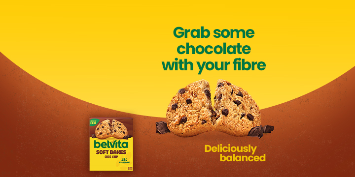 Banner shows Belvita chocolate chip product