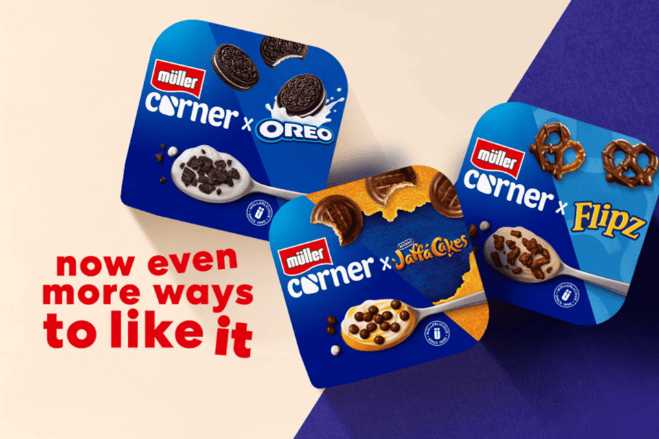 Muller Corner Collab ad with Shop Now