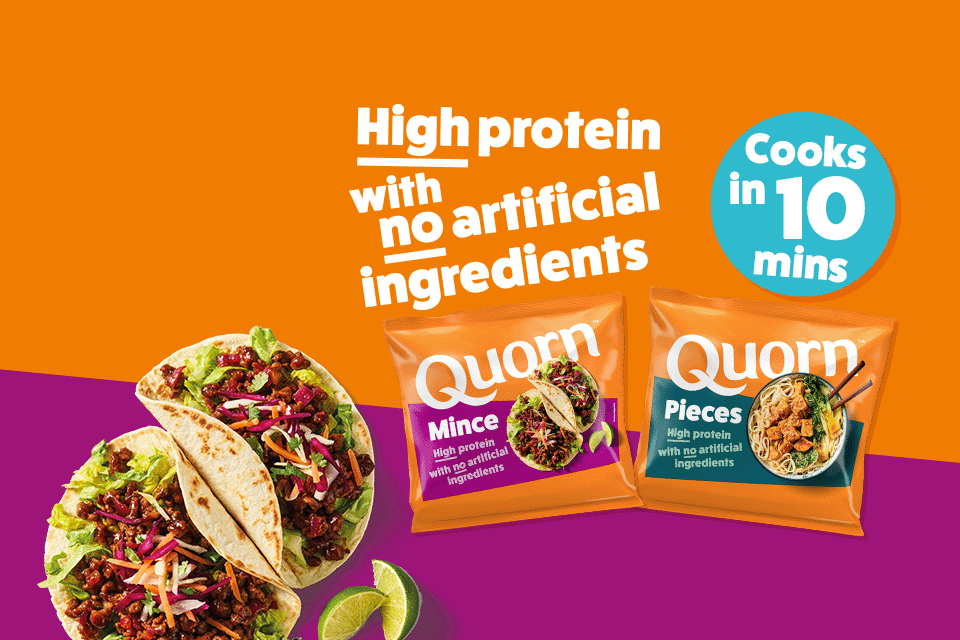 Banner Ad with a product image for Quorn mince and pieces